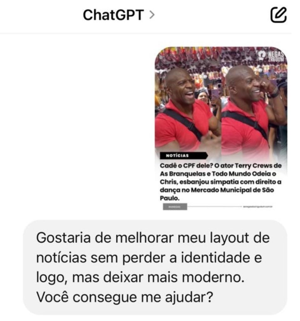 ChatGPT altera a logo do perfil "As Nega do Ziriguidum", substituindo a imagem de uma mulher negra pela de um gorila 2 WhatsApp Image 2025 06 27 at 00.00.19
